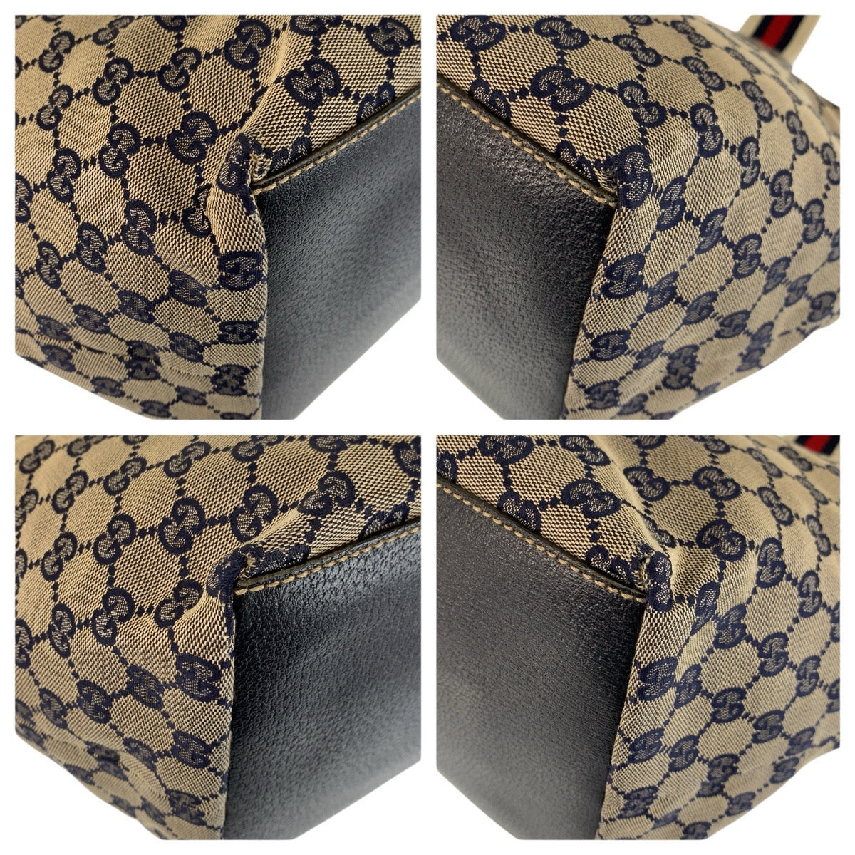 24180
GUCCI グッチ シェリーライン グレー ネイビー GGキャンバス / レザー 131230 トートバッグ ショルダーバッグ レディース ABP35
