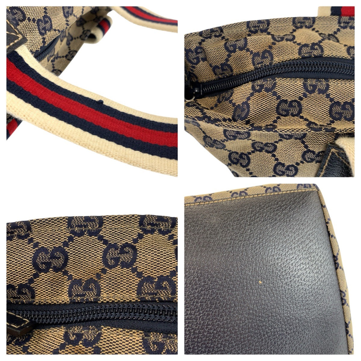 24180
GUCCI グッチ シェリーライン グレー ネイビー GGキャンバス / レザー 131230 トートバッグ ショルダーバッグ レディース ABP35