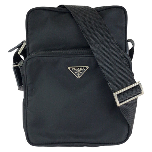 24181
PRADA プラダ テスート 三角ロゴプレート ブラック 黒 シルバー金具 ナイロン ショルダーバッグ ポシェット レディース ABP35