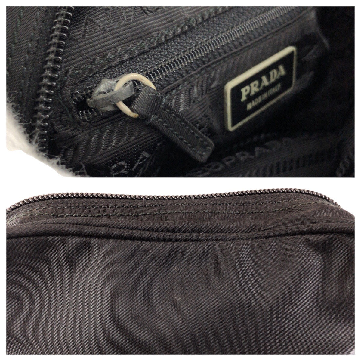 24181
PRADA プラダ テスート 三角ロゴプレート ブラック 黒 シルバー金具 ナイロン ショルダーバッグ ポシェット レディース ABP35
