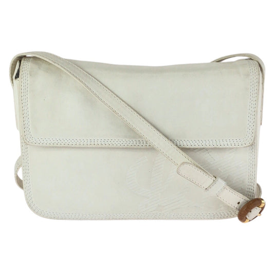 24182
LOEWE ロエベ アナグラム ホワイト オフホワイト ゴールド金具 レザー ショルダーバッグ ポシェット レディース B17