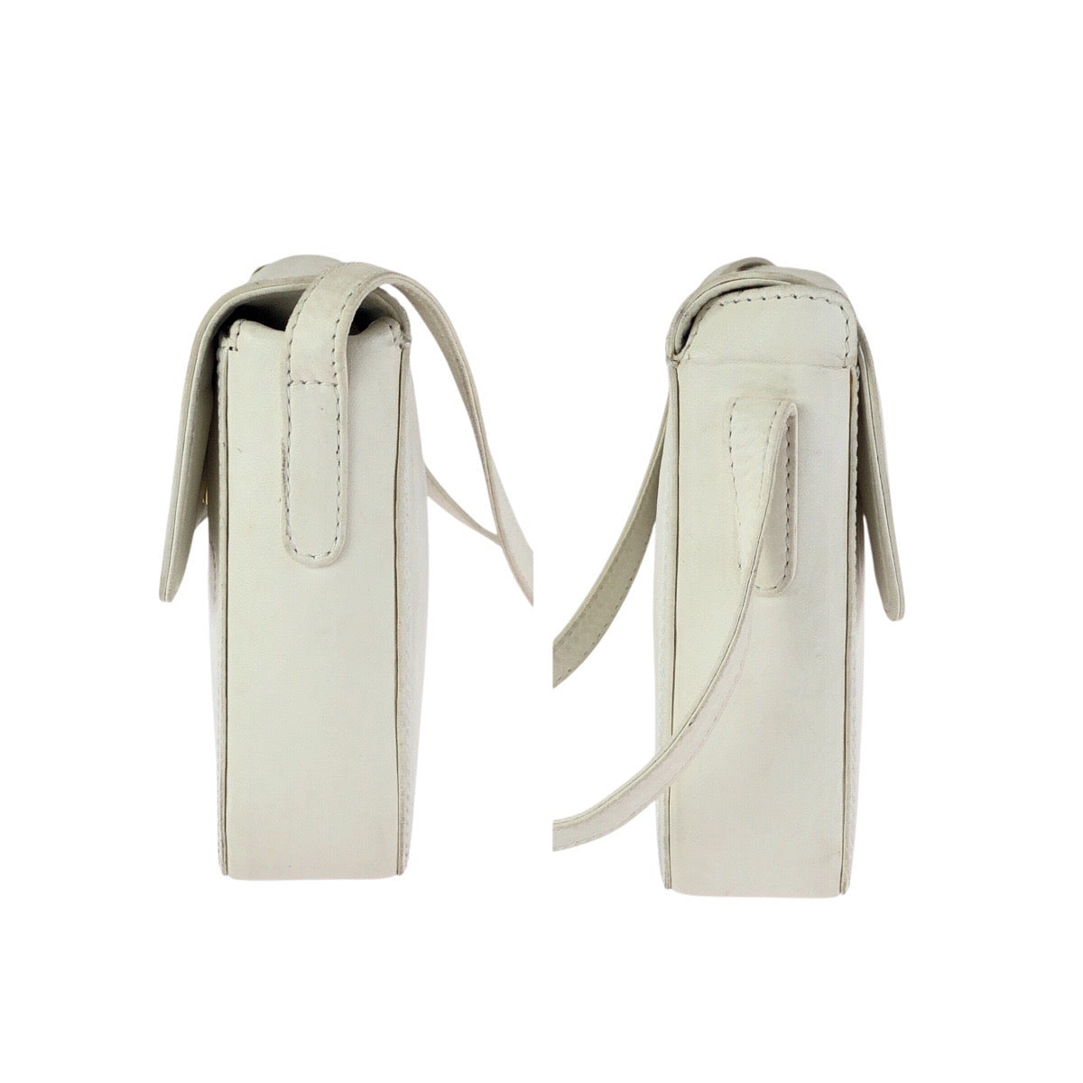 24182
LOEWE ロエベ アナグラム ホワイト オフホワイト ゴールド金具 レザー ショルダーバッグ ポシェット レディース B17