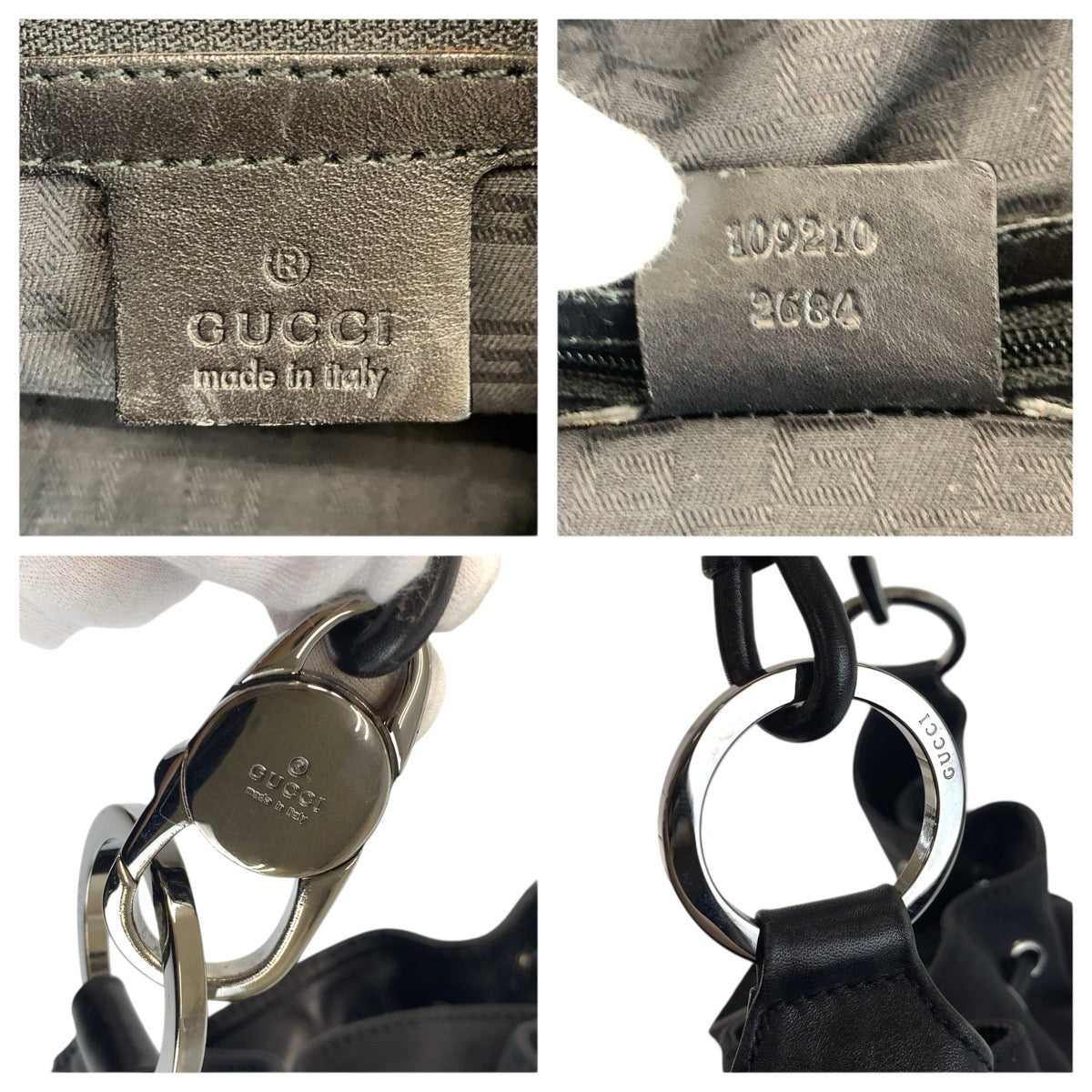 24183
GUCCI グッチ ブラック 黒 ナイロン / レザー 109210 ホーボー ショルダーバッグ レディース ABP44