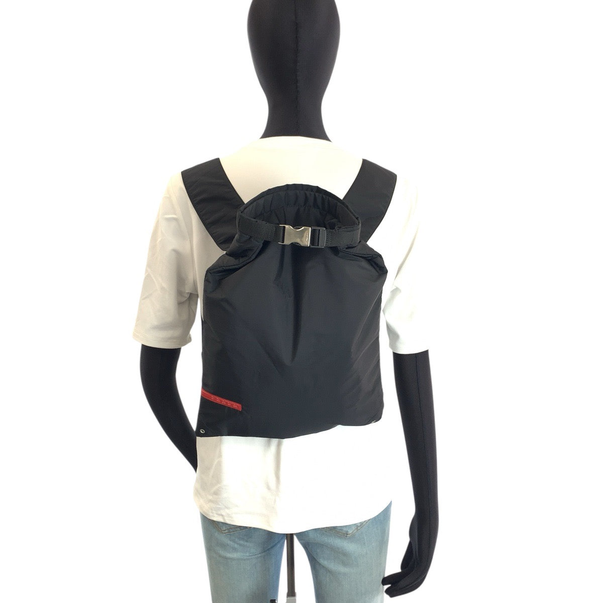 24184
PRADA SPORTS プラダスポーツ スポーツライン ブラック 黒 シルバー金具 ナイロン リュックサック バックパック レディース ABP44