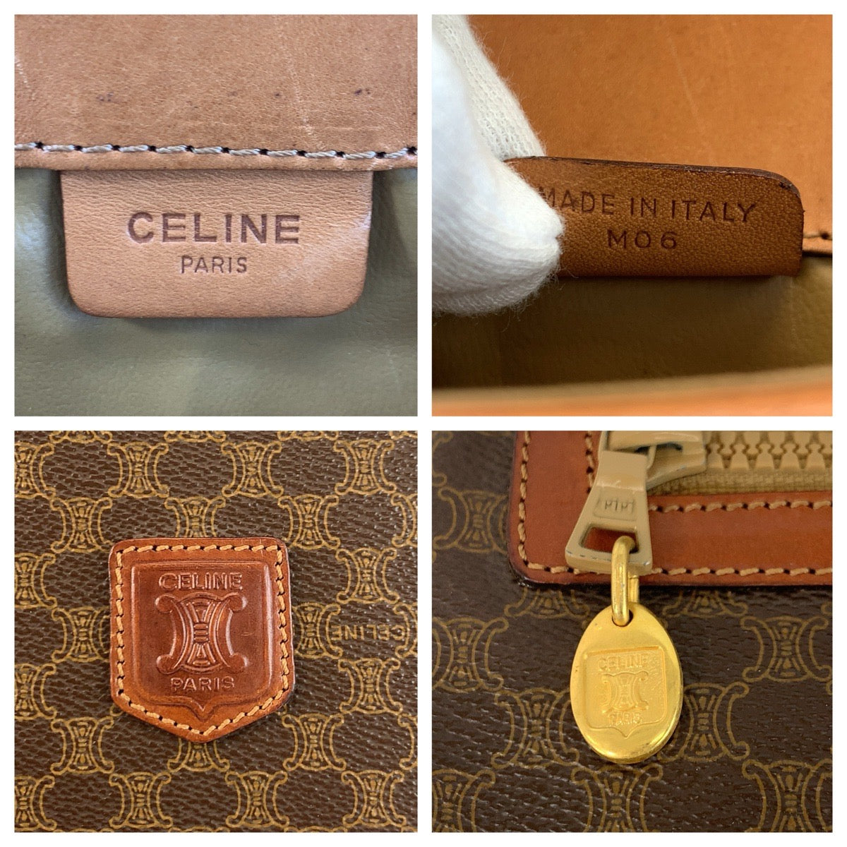24185
CELINE セリーヌ ヴィンテージ マカダム ブラウン ゴールド金具 PVC MO6 クラッチバッグ ポーチ レディース ABP23