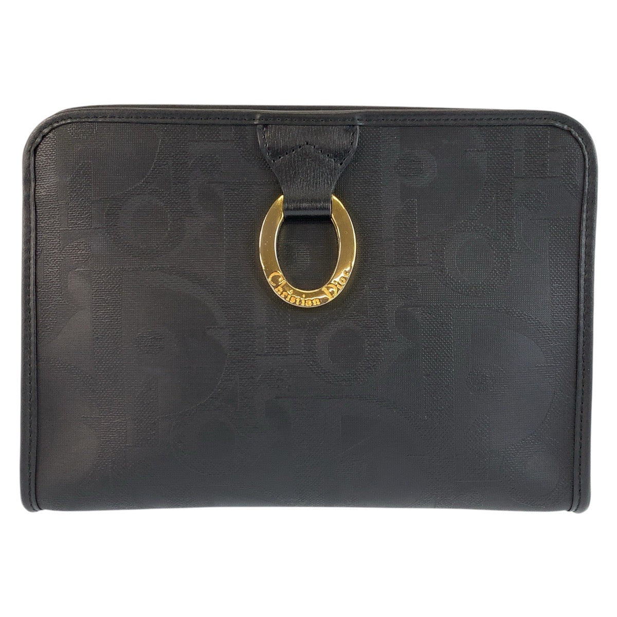 24186
Christian Dior クリスチャンディオール トロッター オーバル ブラック 黒 ゴールド金具 PVC クラッチバッグ セカンドバッグ レディース ABP23