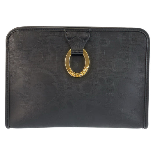 24186
Christian Dior クリスチャンディオール トロッター オーバル ブラック 黒 ゴールド金具 PVC クラッチバッグ セカンドバッグ レディース ABP23