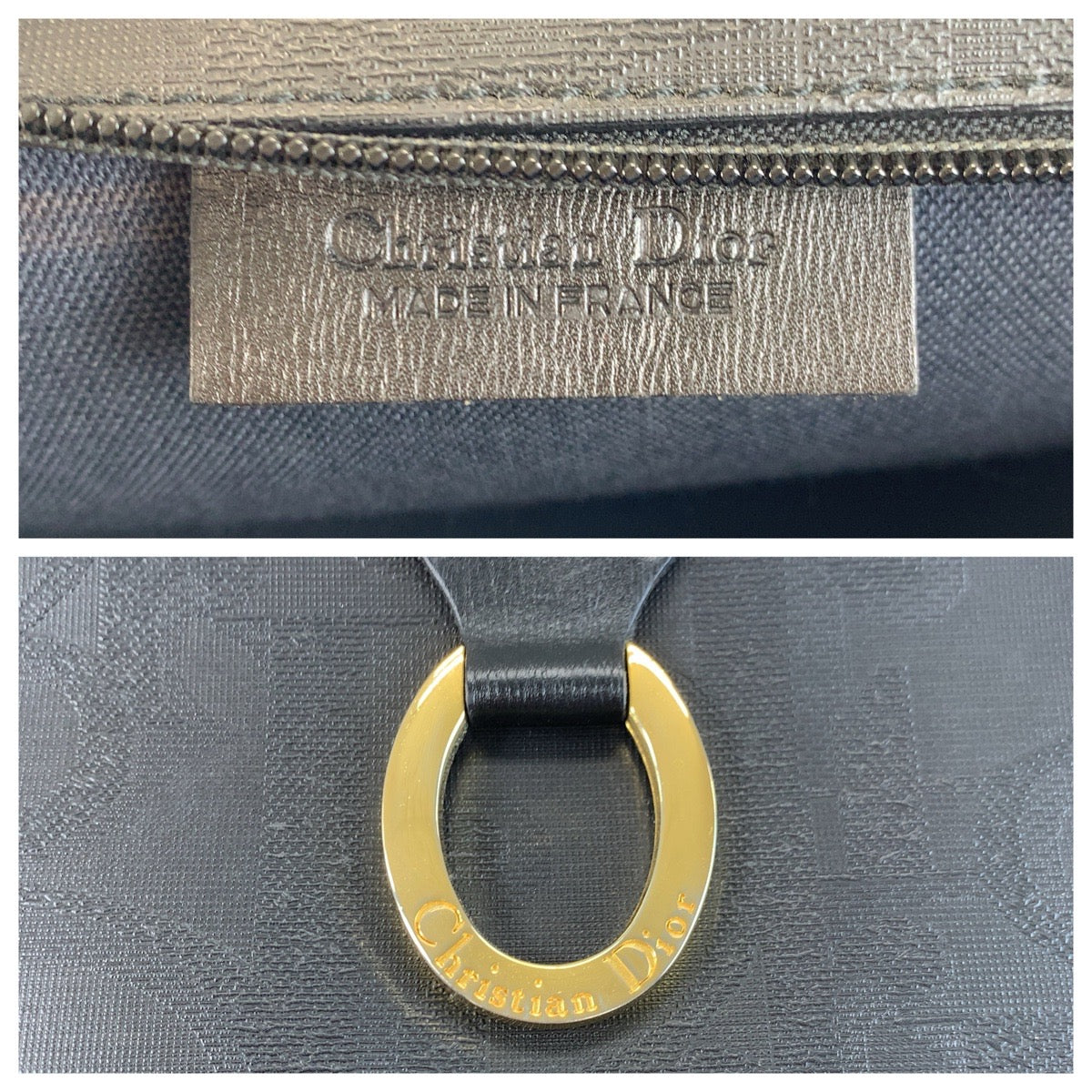24186
Christian Dior クリスチャンディオール トロッター オーバル ブラック 黒 ゴールド金具 PVC クラッチバッグ セカンドバッグ レディース ABP23