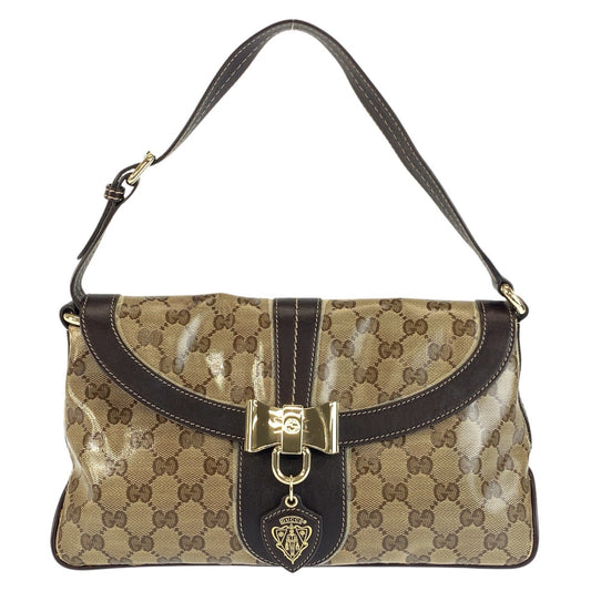 24190
GUCCI グッチ GGクリスタル ベージュ ブラウン ゴールド金具 コーティングキャンバス / レザー 181483 ショルダーバッグ レディース AB35