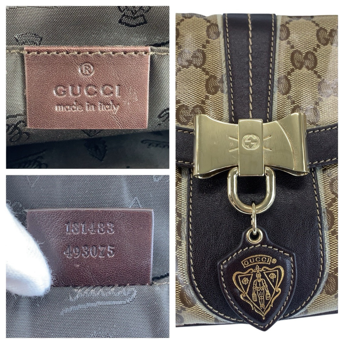 24190
GUCCI グッチ GGクリスタル ベージュ ブラウン ゴールド金具 コーティングキャンバス / レザー 181483 ショルダーバッグ レディース AB35