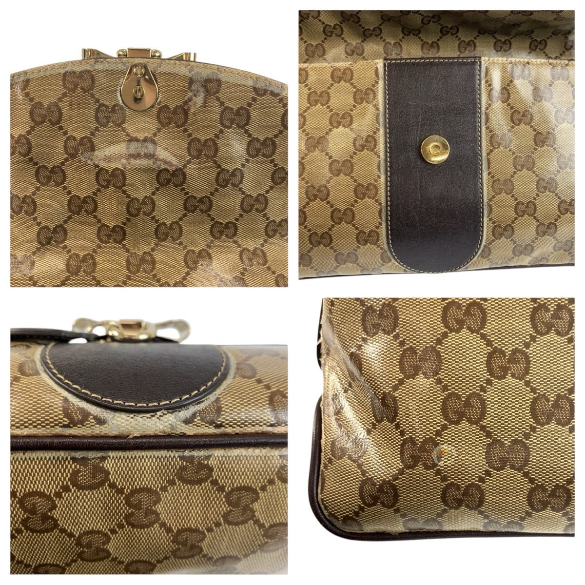 24190
GUCCI グッチ GGクリスタル ベージュ ブラウン ゴールド金具 コーティングキャンバス / レザー 181483 ショルダーバッグ レディース AB35