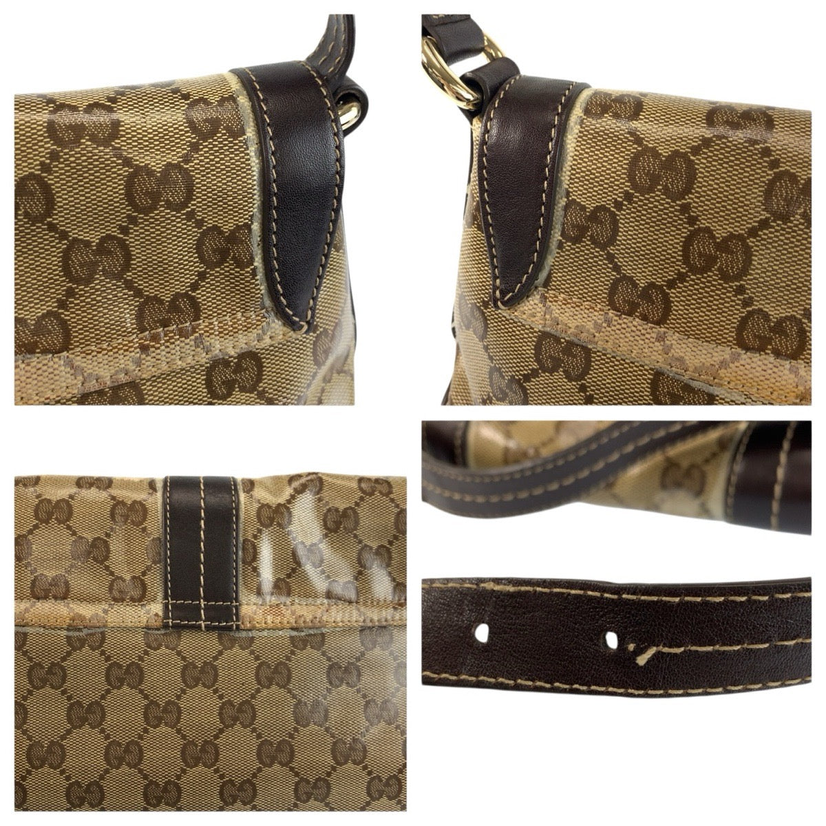 24190
GUCCI グッチ GGクリスタル ベージュ ブラウン ゴールド金具 コーティングキャンバス / レザー 181483 ショルダーバッグ レディース AB35