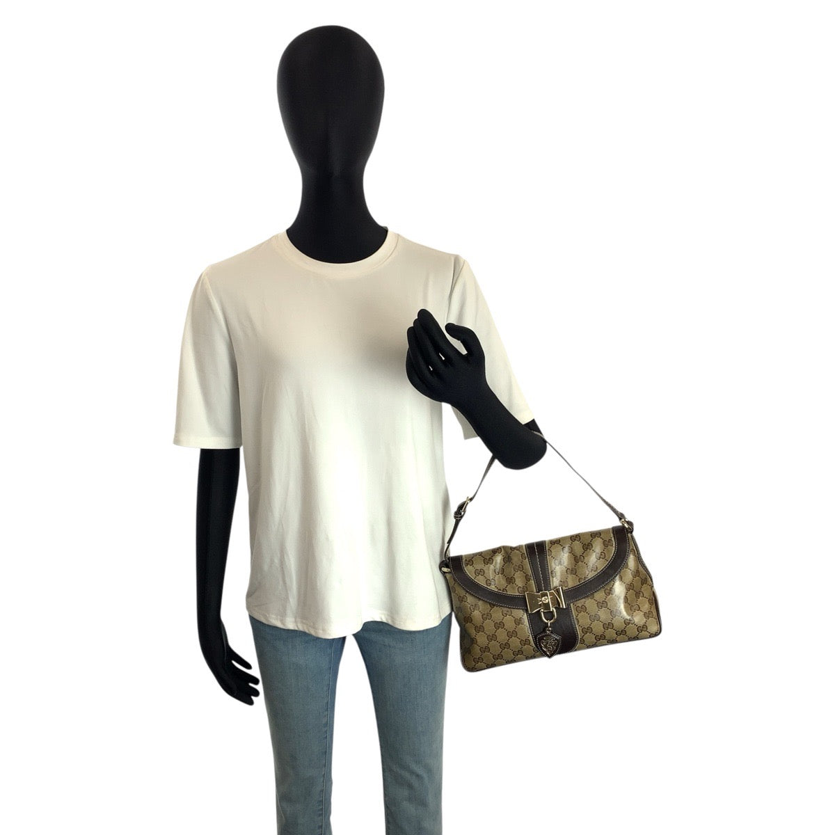 24190
GUCCI グッチ GGクリスタル ベージュ ブラウン ゴールド金具 コーティングキャンバス / レザー 181483 ショルダーバッグ レディース AB35
