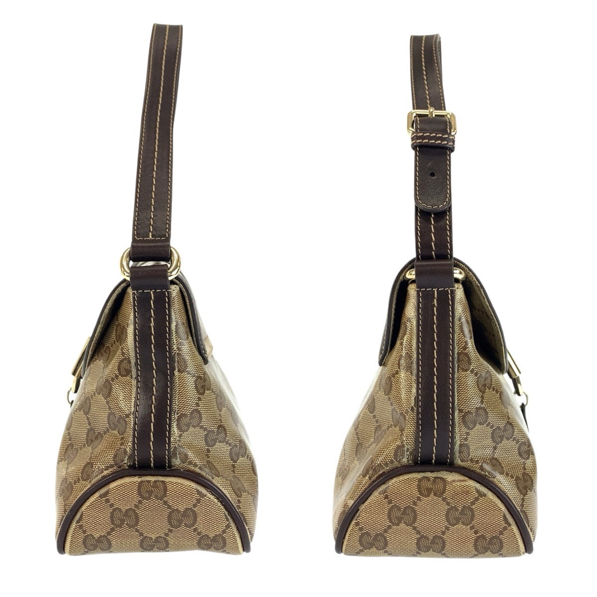 24190
GUCCI グッチ GGクリスタル ベージュ ブラウン ゴールド金具 コーティングキャンバス / レザー 181483 ショルダーバッグ レディース AB35