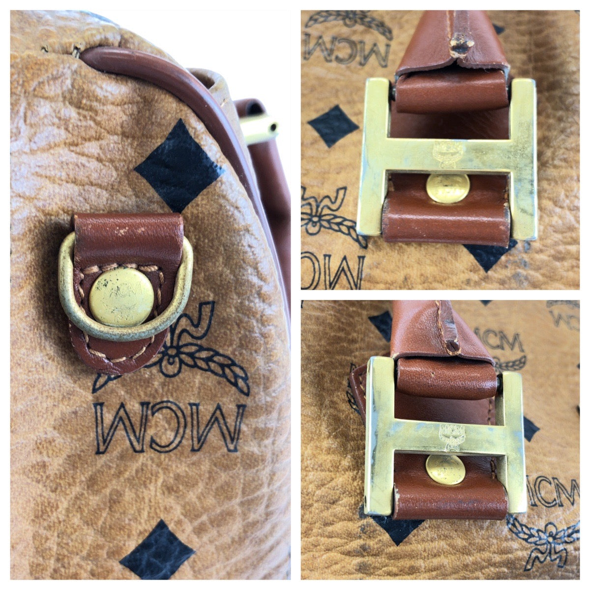 24193
MCM エム シー エム ヴィセトス ブラウン コニャック ゴールド金具 PVC / レザー G4603 ハンドバッグ ミニボストン レディース AB16