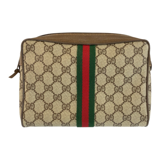 24194
GUCCI グッチ シェリーライン ベージュ ブラウン GGスプリームキャンバス / レザー 89 01 012 クラッチバッグ ポーチ レディース AB16