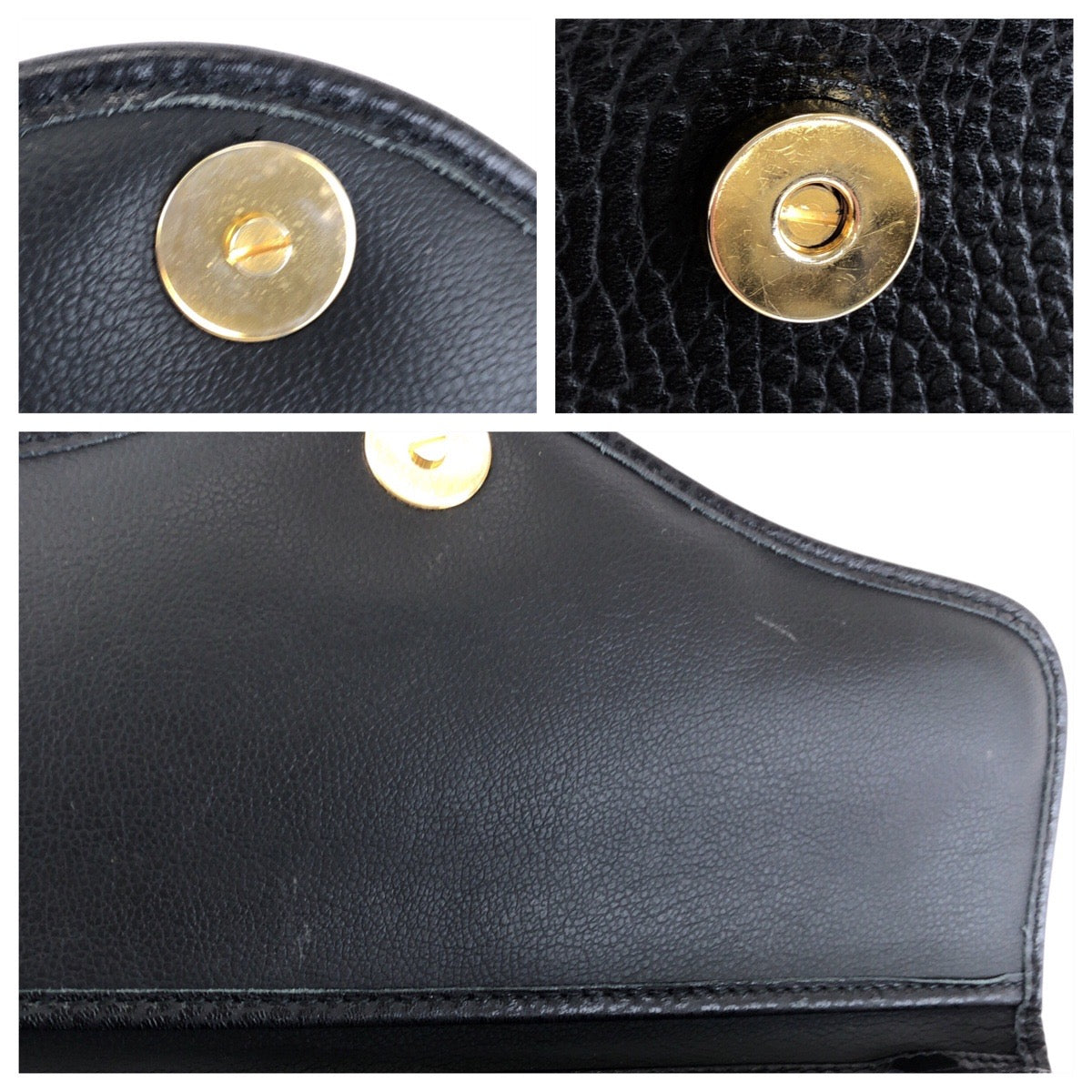24195
Christian Dior クリスチャンディオール ヴィンテージ ブラック 黒 ゴールド金具 レザー ショルダーバッグ ポシェット レディース A44