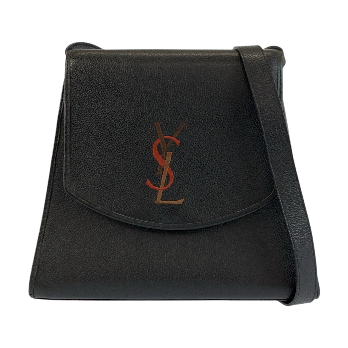 24198
YVES SAINT LAURENT イヴ サンローラン ヴィンテージ YSL ブラック 黒 レザー ショルダーバッグ ポシェット レディース A63