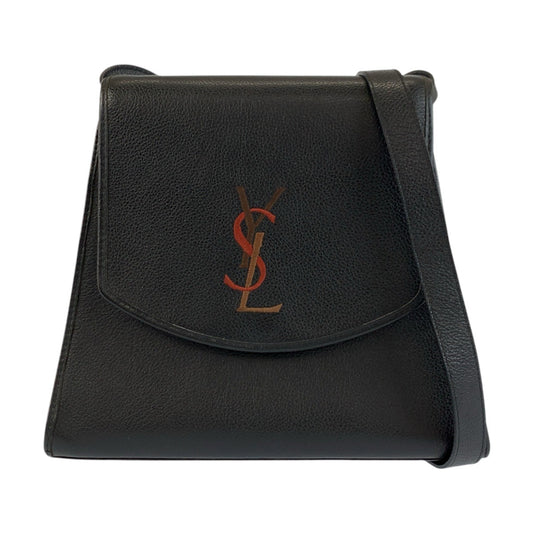 24198
YVES SAINT LAURENT イヴ サンローラン ヴィンテージ YSL ブラック 黒 レザー ショルダーバッグ ポシェット レディース A63