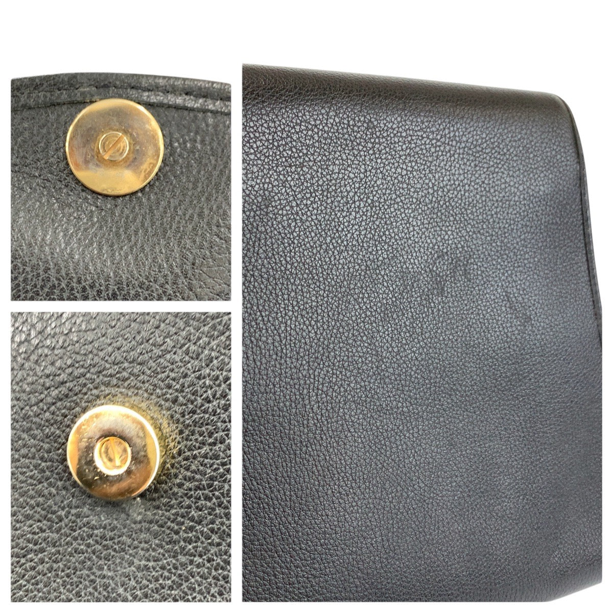 24198
YVES SAINT LAURENT イヴ サンローラン ヴィンテージ YSL ブラック 黒 レザー ショルダーバッグ ポシェット レディース A63