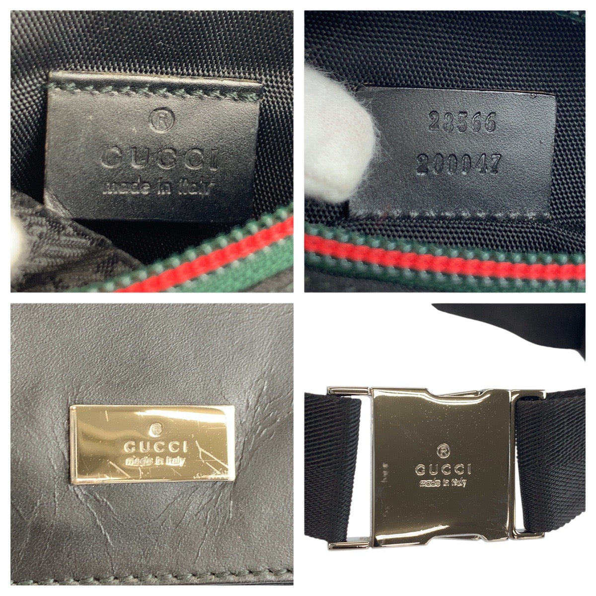 24199
GUCCI グッチ シェリーライン ブラック 黒 ナイロン / レザー 28566 ボディバッグ ウエストバッグ 男女兼用 レディース ABP35
