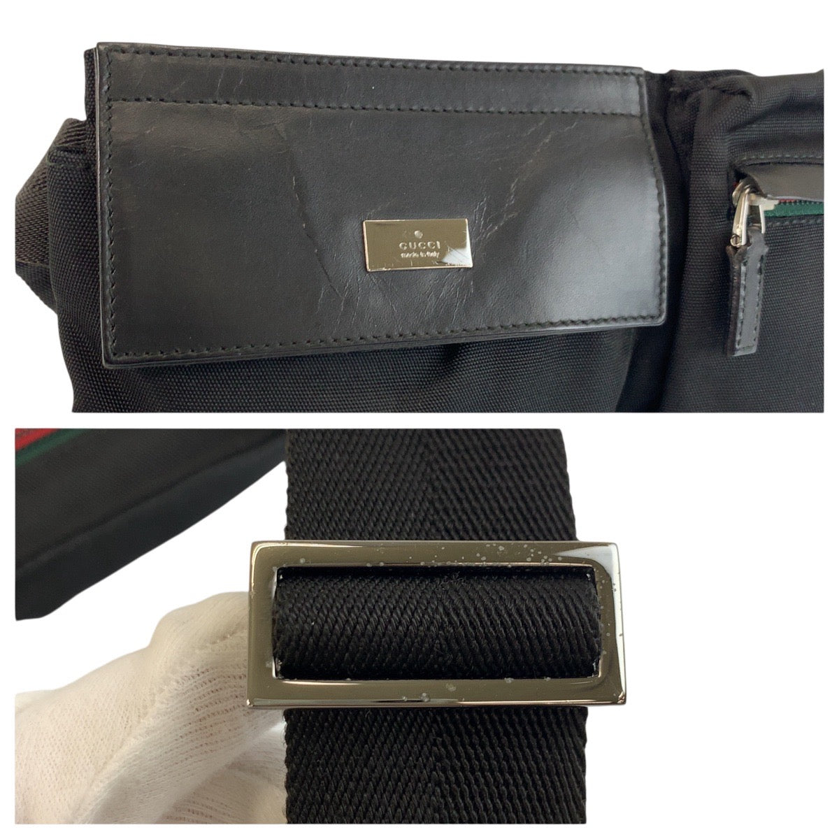 24199
GUCCI グッチ シェリーライン ブラック 黒 ナイロン / レザー 28566 ボディバッグ ウエストバッグ 男女兼用 レディース ABP35