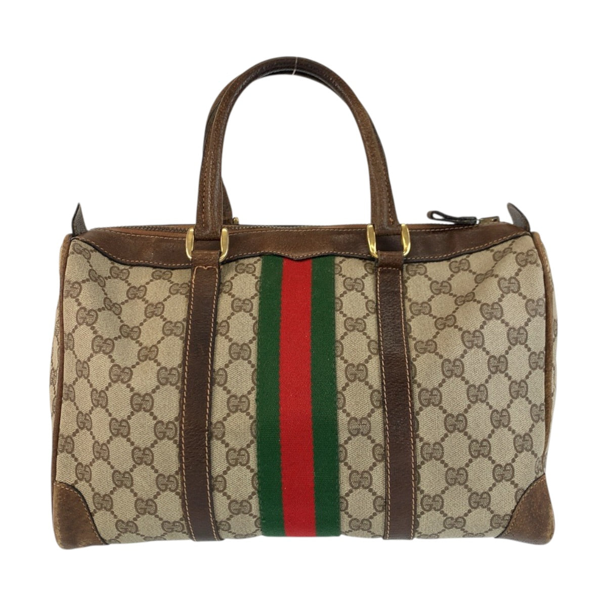 24203
GUCCI グッチ シェリーライン ベージュ ブラウン ゴールド金具 GGスプリームキャンバス / レザー ハンドバッグ ボストンバッグ レディース B35