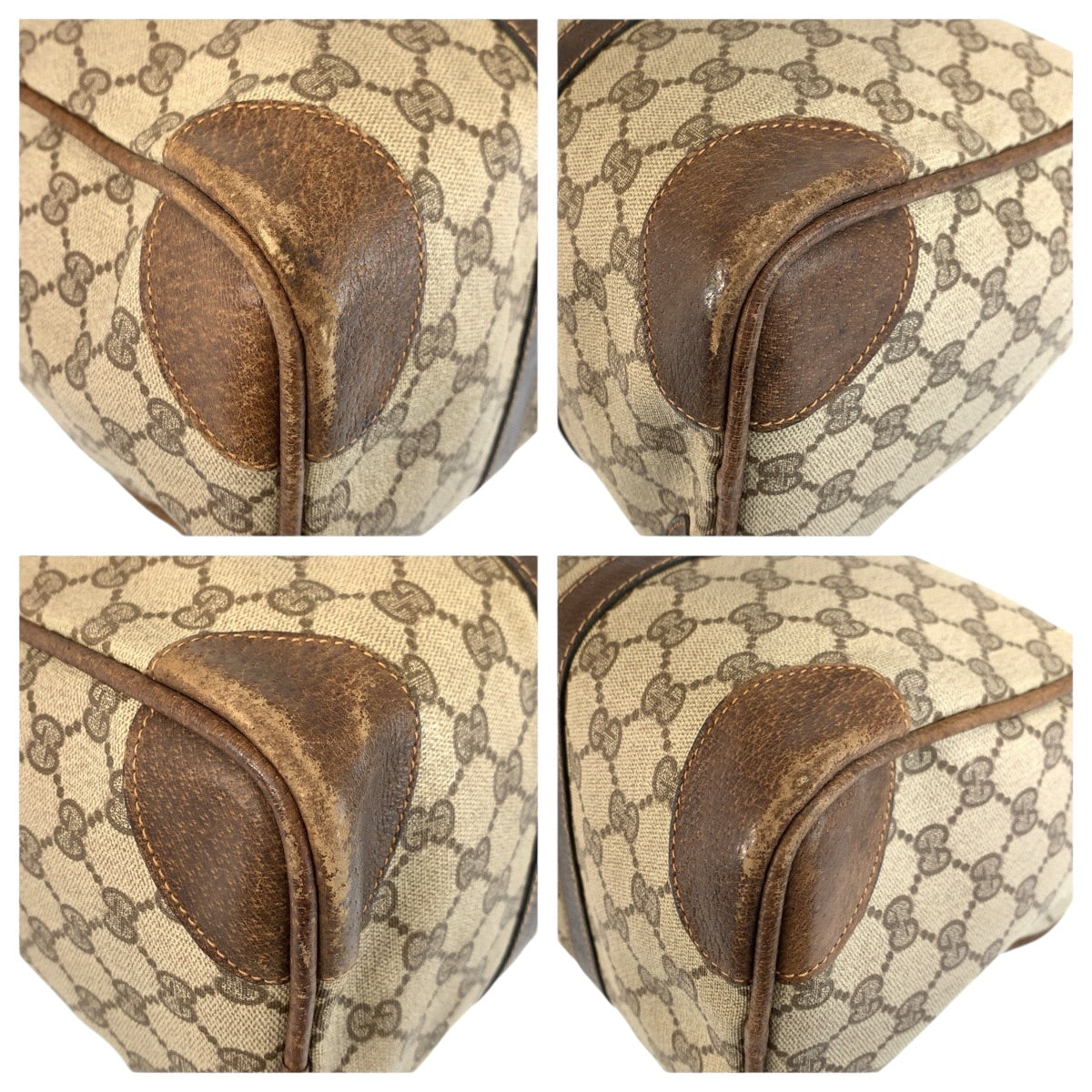 24203
GUCCI グッチ シェリーライン ベージュ ブラウン ゴールド金具 GGスプリームキャンバス / レザー ハンドバッグ ボストンバッグ レディース B35
