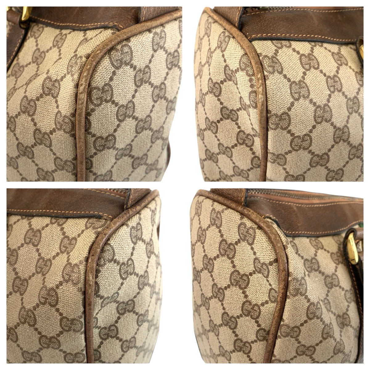 24203
GUCCI グッチ シェリーライン ベージュ ブラウン ゴールド金具 GGスプリームキャンバス / レザー ハンドバッグ ボストンバッグ レディース B35