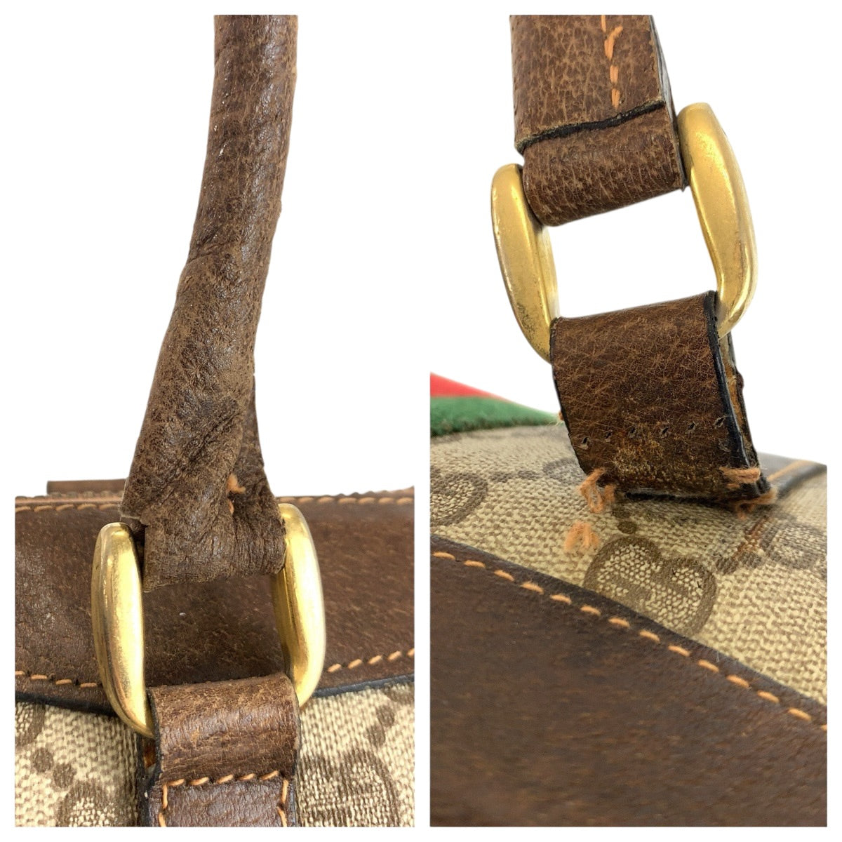 24203
GUCCI グッチ シェリーライン ベージュ ブラウン ゴールド金具 GGスプリームキャンバス / レザー ハンドバッグ ボストンバッグ レディース B35