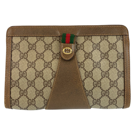 24204
GUCCI グッチ ヴィンテージ シェリーライン ベージュ ブラウン GGスプリームキャンバス / レザー 89 01 032 クラッチバッグ セカンドバッグ メンズ AB23