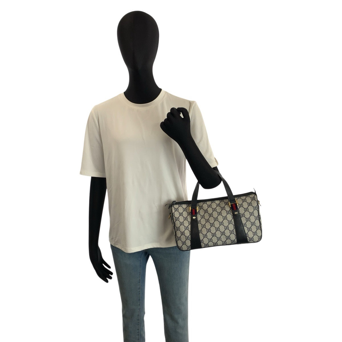 24205
GUCCI グッチ ヴィンテージ シェリーライン グレー ネイビー ゴールド金具 GGスプリームキャンバス / レザー 39 02 040 ハンドバッグ ミニボストン レディース ABP30
