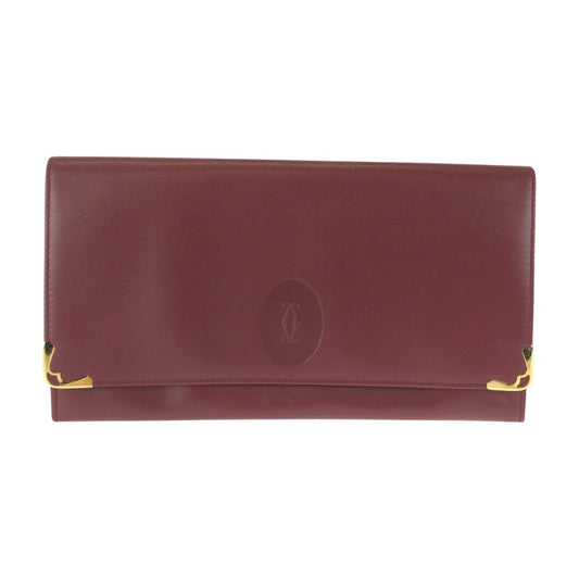 24208
CARTIER カルティエ マストライン ワインレッド ボルドー ゴールド金具 レザー クラッチバッグ セカンドバッグ 男女兼用 メンズ A30