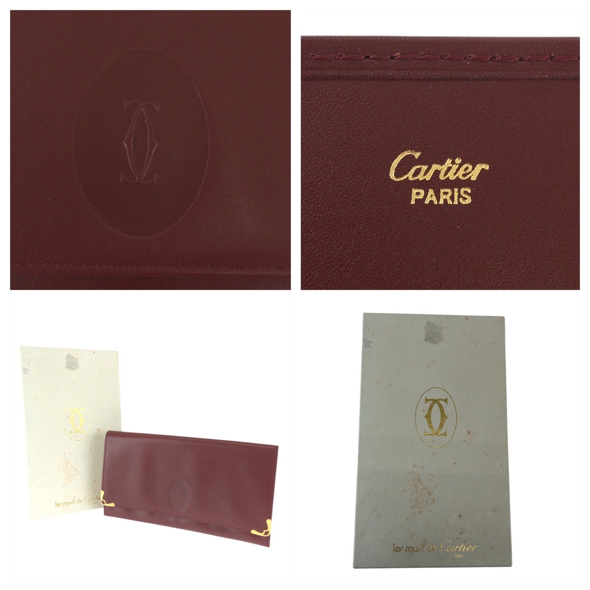 24208
CARTIER カルティエ マストライン ワインレッド ボルドー ゴールド金具 レザー クラッチバッグ セカンドバッグ 男女兼用 メンズ A30