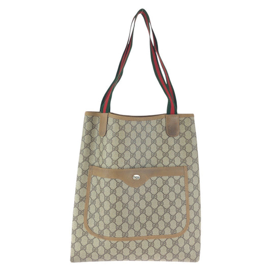 24209
GUCCI グッチ ヴィンテージ シェリーライン ベージュ グレー GGスプリームキャンバス 39 02 003 トートバッグ ショルダーバッグ レディース AB23