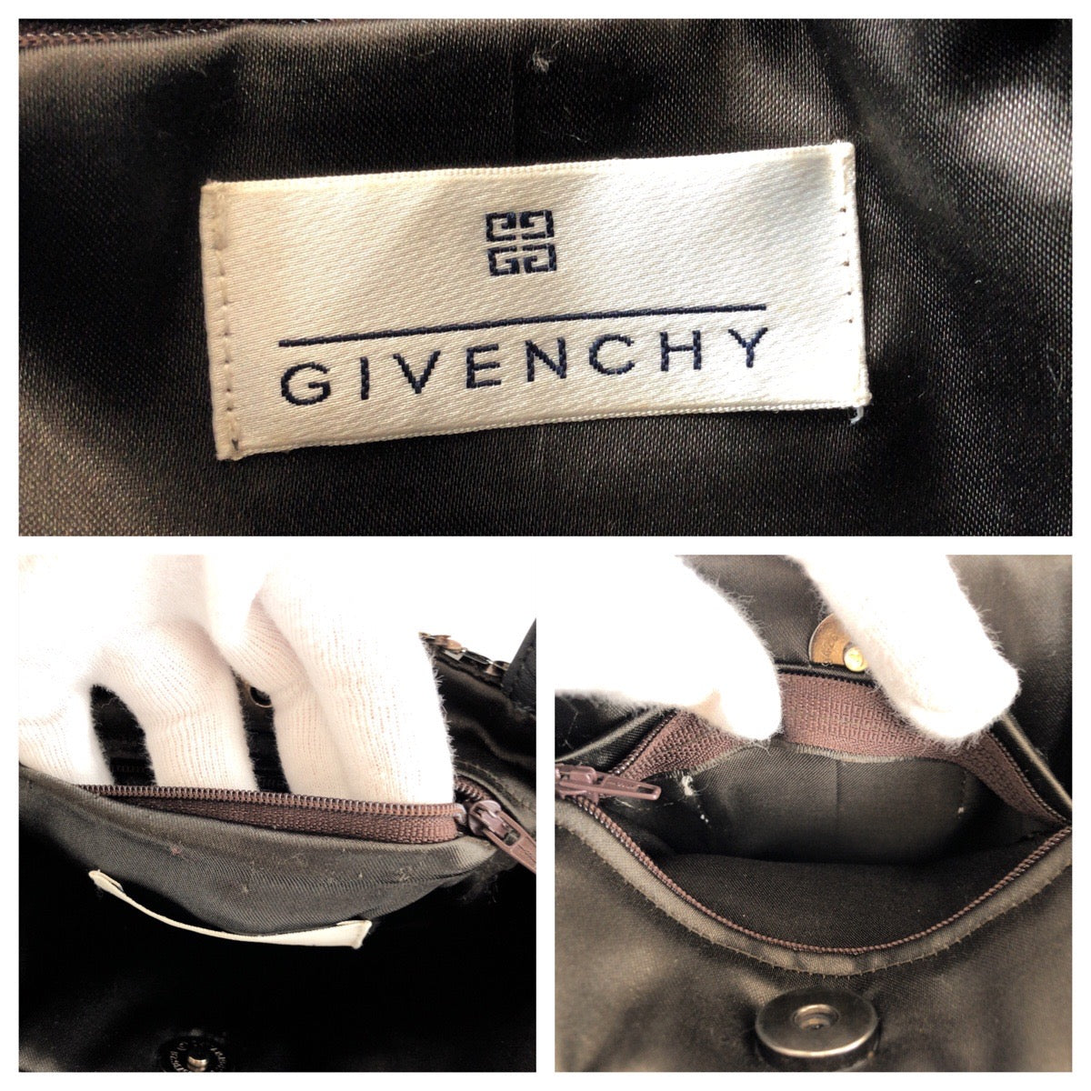 24210
GIVENCHY ジバンシィ ブラウン ブラック シルバー金具 スパンコール ハンドバッグ ミニトートバッグ レディース ABP23