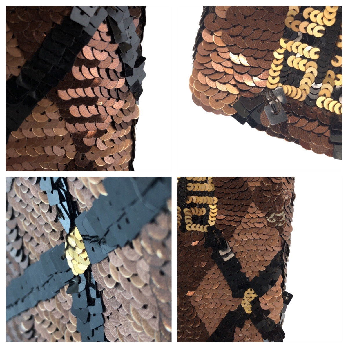 24210
GIVENCHY ジバンシィ ブラウン ブラック シルバー金具 スパンコール ハンドバッグ ミニトートバッグ レディース ABP23