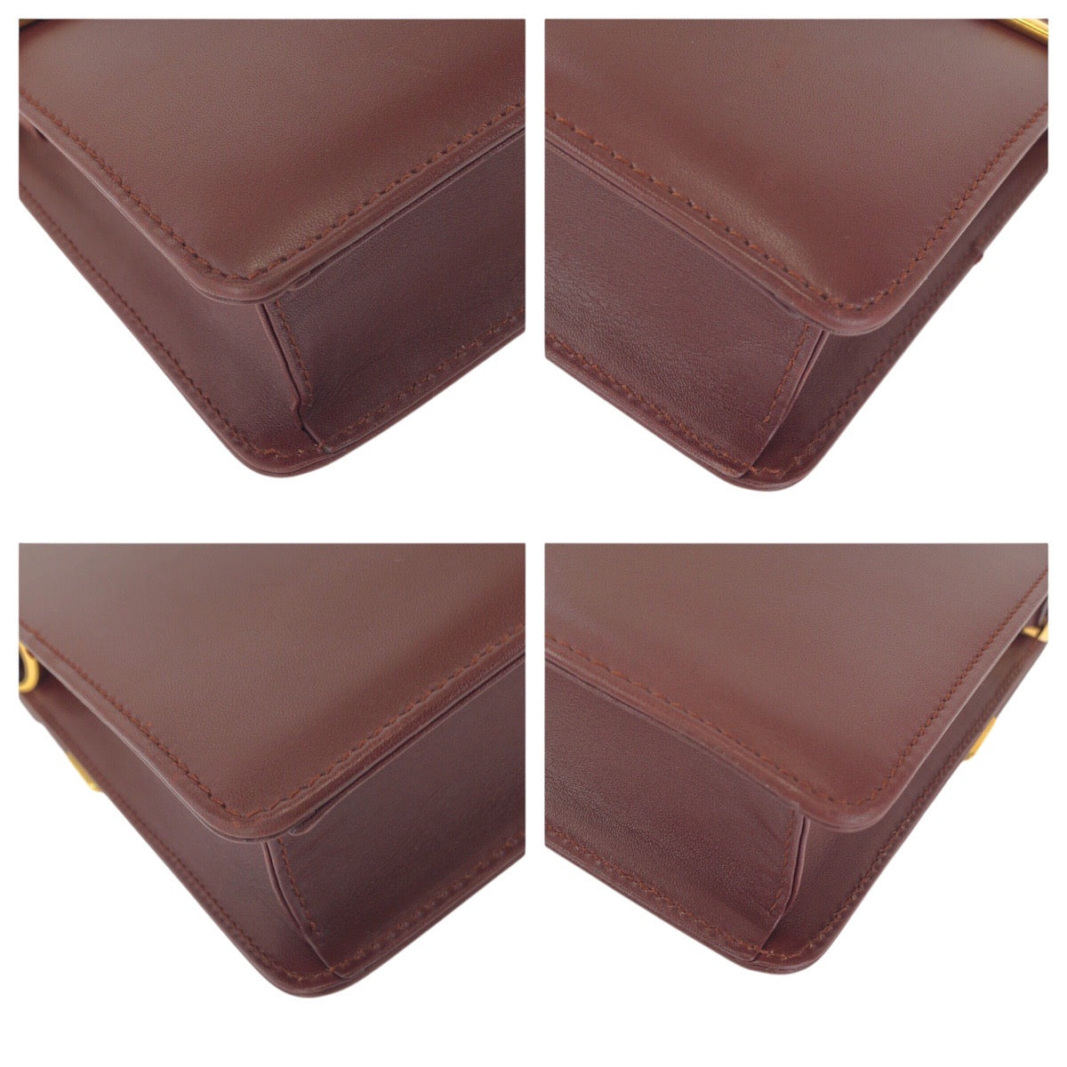 24211
CARTIER カルティエ ヴィンテージ マストライン ワインレッド ボルドー ゴールド金具 レザー ショルダーバッグ レディース A35