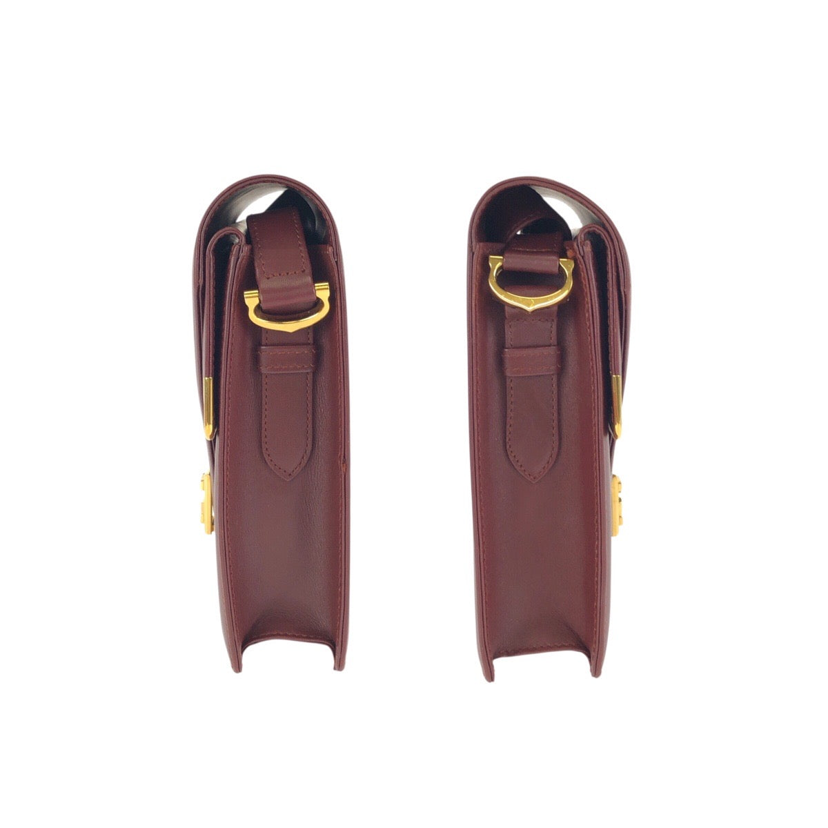 24211
CARTIER カルティエ ヴィンテージ マストライン ワインレッド ボルドー ゴールド金具 レザー ショルダーバッグ レディース A35