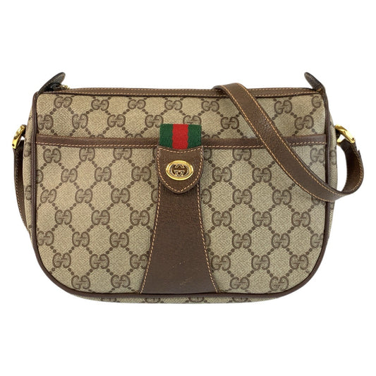 24212
GUCCI グッチ ヴィンテージ ベージュ ブラウン ゴールド金具 GGスプリームキャンバス / レザー 89 02 032 ショルダーバッグ ポシェット レディース AB30