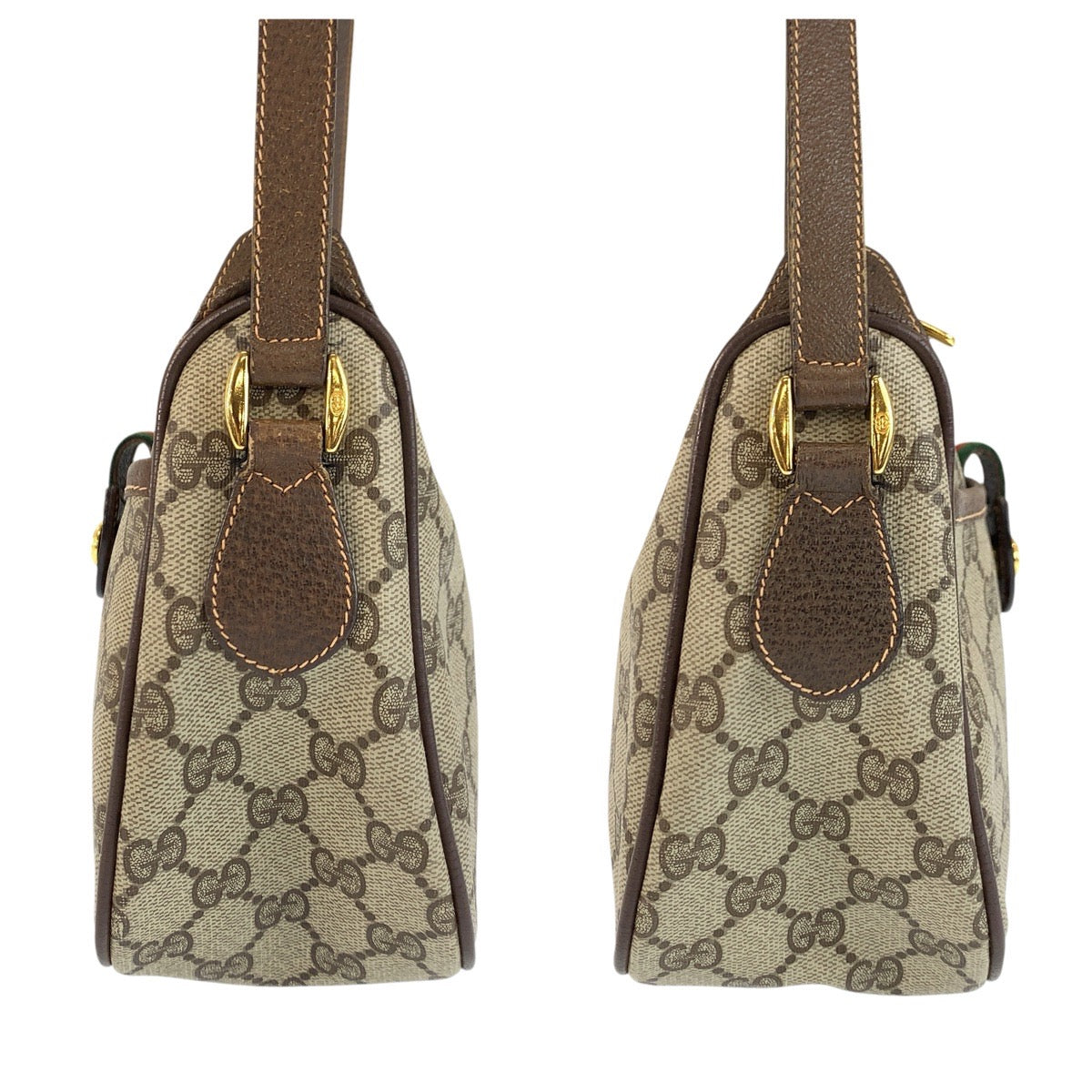 24212
GUCCI グッチ ヴィンテージ ベージュ ブラウン ゴールド金具 GGスプリームキャンバス / レザー 89 02 032 ショルダーバッグ ポシェット レディース AB30