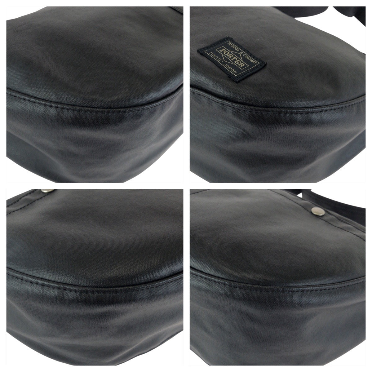 24215
PORTER ポーター FREE STYLE ブラック 黒 シルバー金具 コーティングキャンバス ショルダーバッグ メッセンジャーバッグ メンズ A21