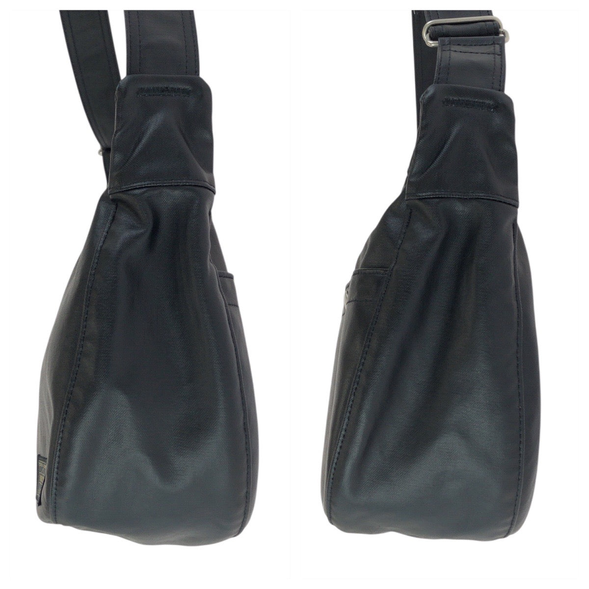24215
PORTER ポーター FREE STYLE ブラック 黒 シルバー金具 コーティングキャンバス ショルダーバッグ メッセンジャーバッグ メンズ A21