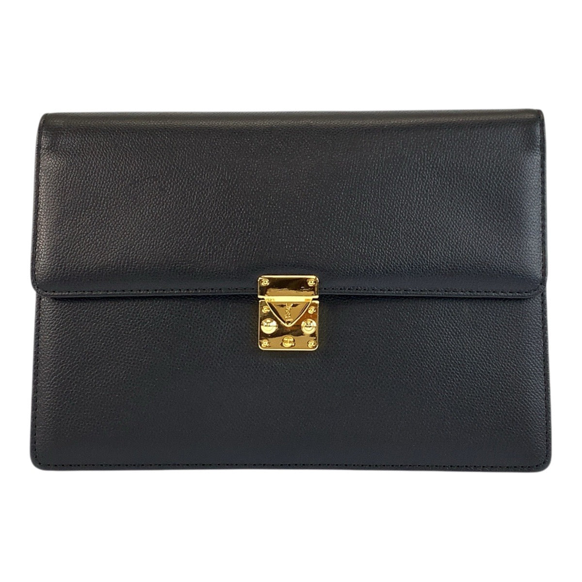 24218
YVES SAINT LAURENT イヴ サンローラン ヴィンテージ YSL ブラック 黒 ゴールド金具 レザー クラッチバッグ セカンドバッグ メンズ A30