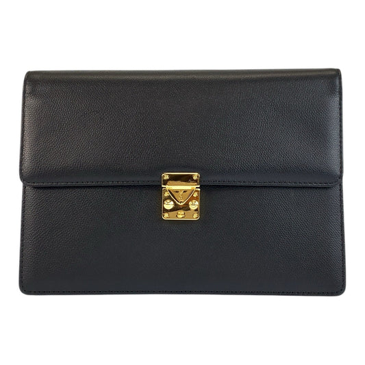 24218
YVES SAINT LAURENT イヴ サンローラン ヴィンテージ YSL ブラック 黒 ゴールド金具 レザー クラッチバッグ セカンドバッグ メンズ A30
