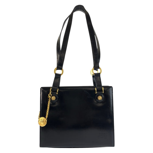 24219
VERSACE ヴェルサーチ サンバースト ブラック 黒 ゴールド金具 エナメル ショルダーバッグ トートバッグ レディース ABP44