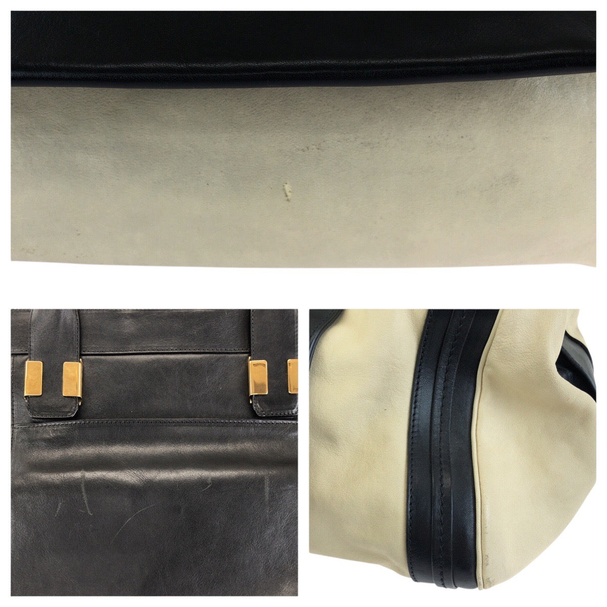 24220
Chloe クロエ アリス ベージュ ブラック ゴールド金具 レザー トートバッグ ハンドバッグ レディース ABP35