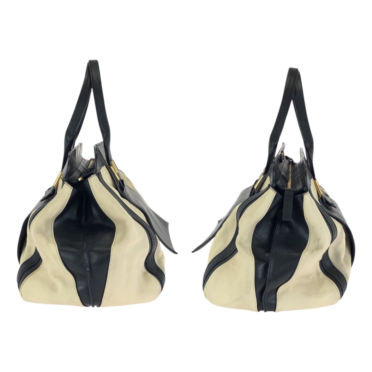24220
Chloe クロエ アリス ベージュ ブラック ゴールド金具 レザー トートバッグ ハンドバッグ レディース ABP35