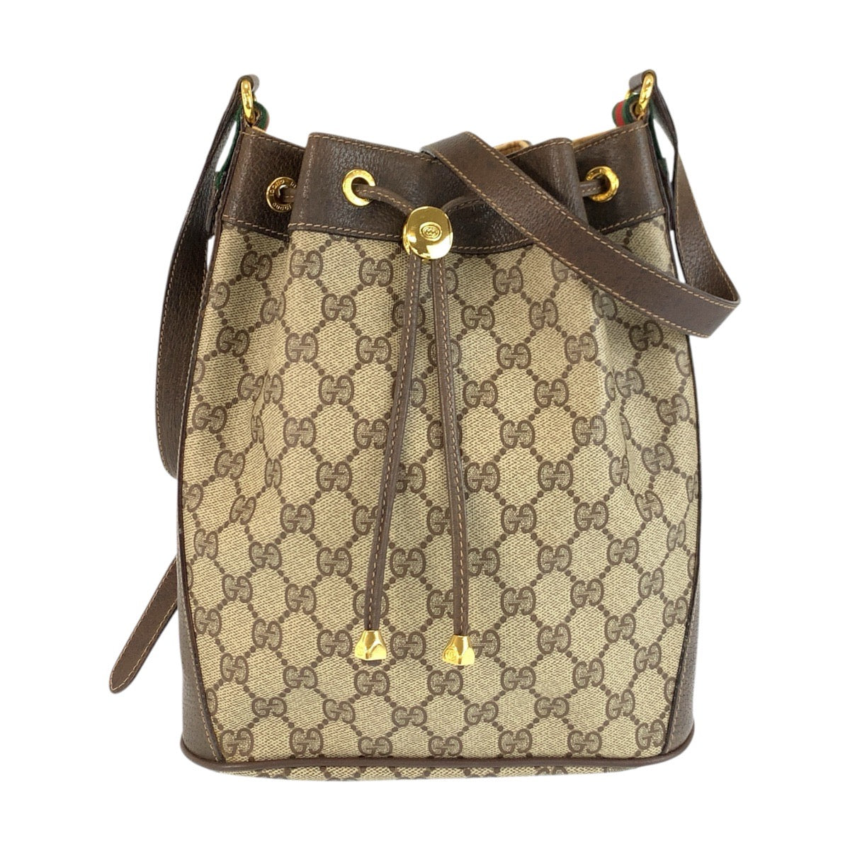 24222
GUCCI グッチ ヴィンテージ シェリーライン ベージュ ブラウン ゴールド金具 GGスプリームキャンバス / レザー 41 02 034 ショルダーバッグ レディース AB35