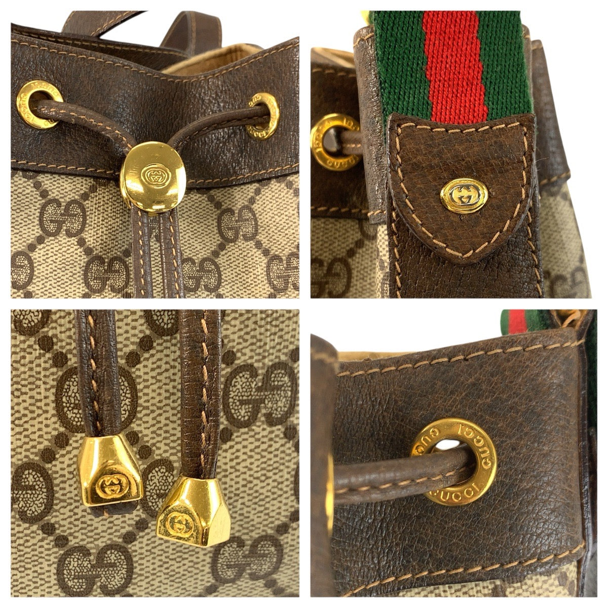 24222
GUCCI グッチ ヴィンテージ シェリーライン ベージュ ブラウン ゴールド金具 GGスプリームキャンバス / レザー 41 02 034 ショルダーバッグ レディース AB35